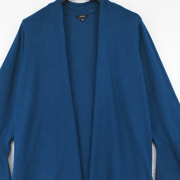 Alfani Women Plus Long Bell Sleeve Open Front Tie Cuff Cardigan Sweater Teal - Picture 4 of 6